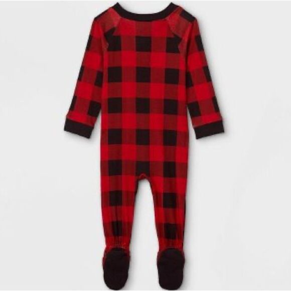 100% Cotton Baby Buffalo Check Plaid Footed one piece sleep pajama Wondershop - Picture 1 of 2